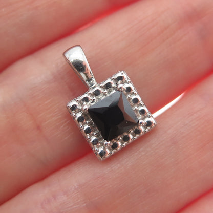 925 Sterling Silver Real Black Spinel Gemstone Minimalist Pendant