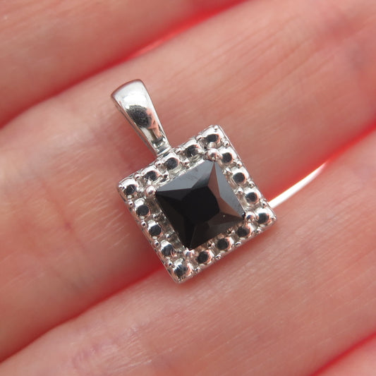 925 Sterling Silver Real Black Spinel Gemstone Minimalist Pendant