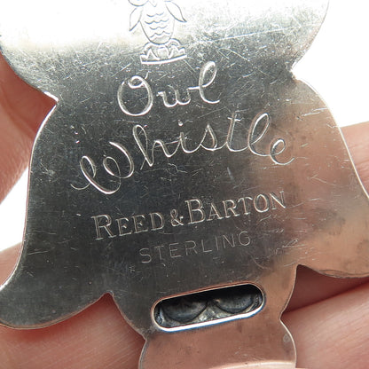 REED & BARTON 925 Sterling Silver Vintage Owl Whistle Pendant