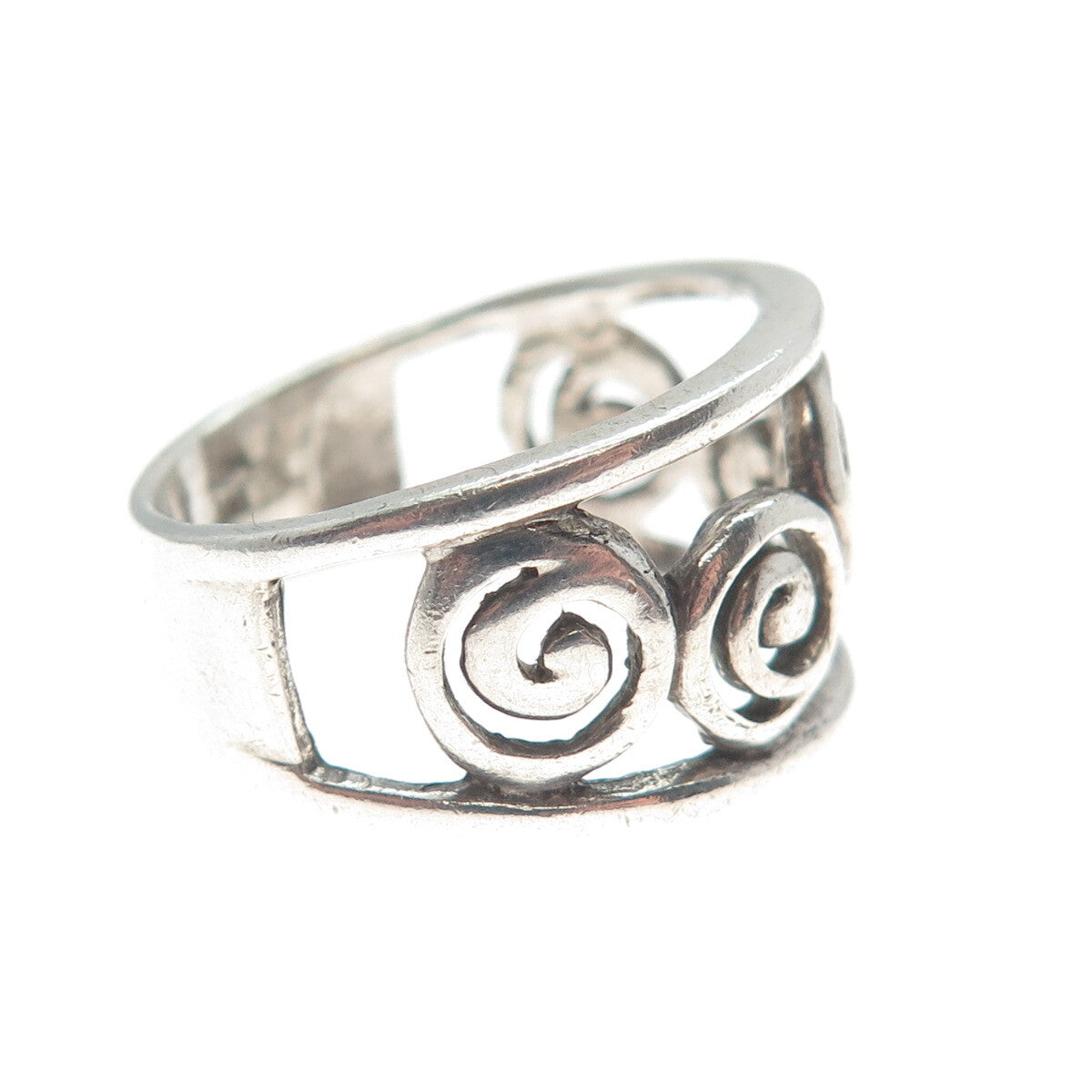 925 Sterling Silver Vintage Spiral Oxidized Ring Size 8.75