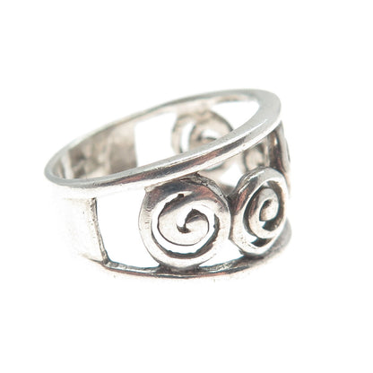 925 Sterling Silver Vintage Spiral Oxidized Ring Size 8.75