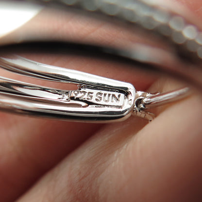 SUN 925 Sterling Silver Real Round-Cut Diamond Multi-Row Hoop Earrings