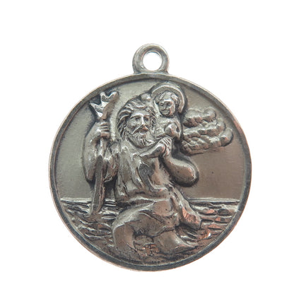BREADNER CO. 925 Sterling Silver Vintage St. Christopher Religious Mini Pendant