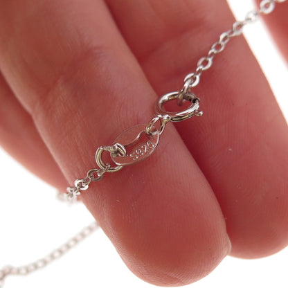 925 Sterling Silver Blue & White C Z Teardrop Cable Chain Necklace 18"