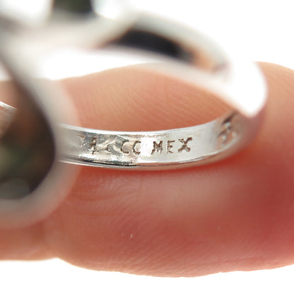 FAUS Sterling Silver Vintage Mexico Real Royston Turquoise Flower Ring Size 7