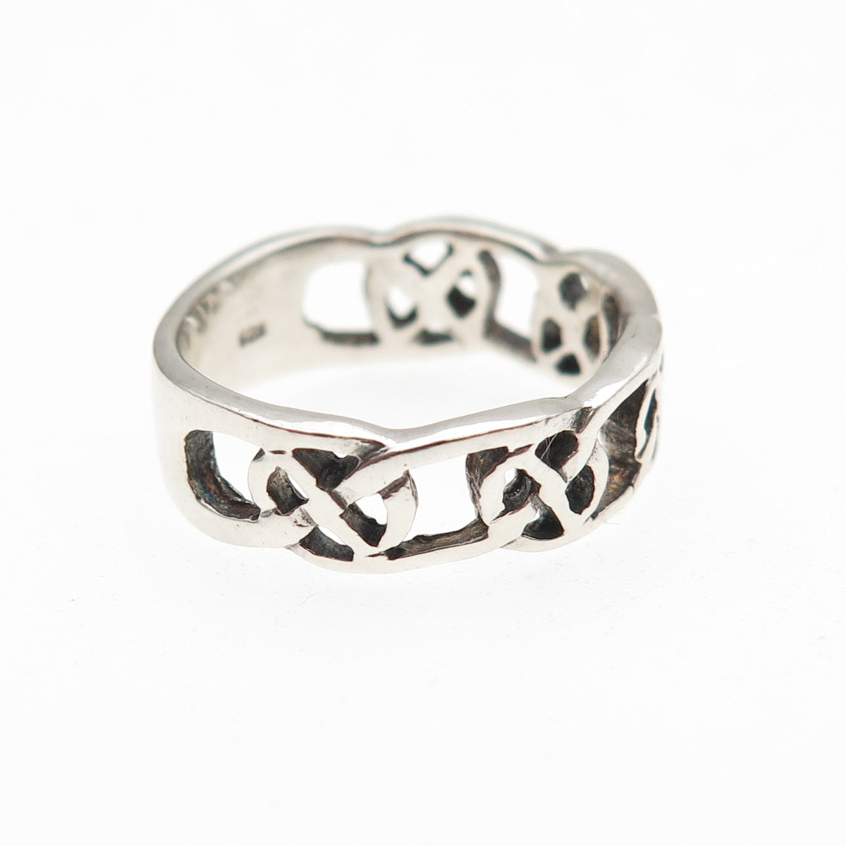 925 Sterling Silver Vintage Celtic Knot Oxidized Band Ring Size 5.5