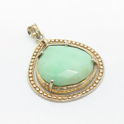 925 Sterling Silver Vintage Cleets Real Jade Gemstone Pendant
