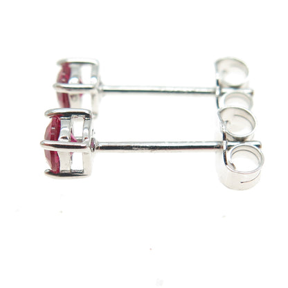 925 Sterling Silver Lab-Created Ruby Stud Earrings