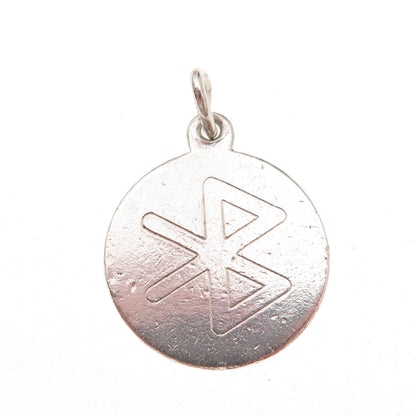 Tiffany & Co. 925 Sterling Silver Vintage Bluetooth Logo Round Tag Charm Pendant