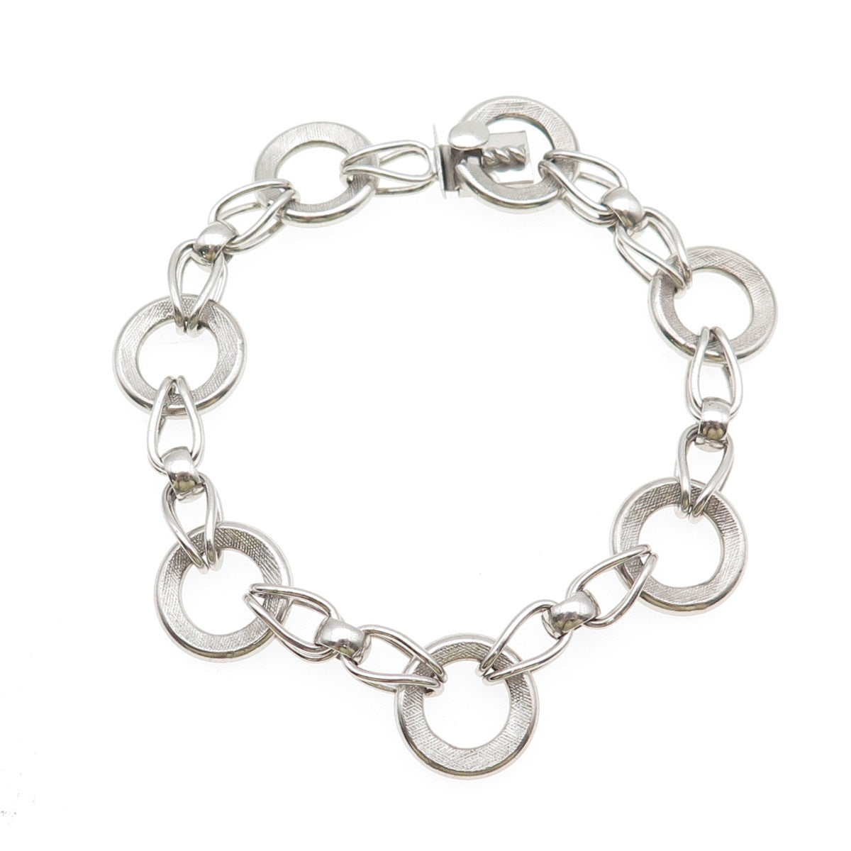 A&Z HAYWARD 925 Sterling Silver Vintage Interlocked Circle Link Bracelet 7.5"