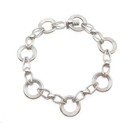 A&Z HAYWARD 925 Sterling Silver Vintage Interlocked Circle Link Bracelet 7.5"