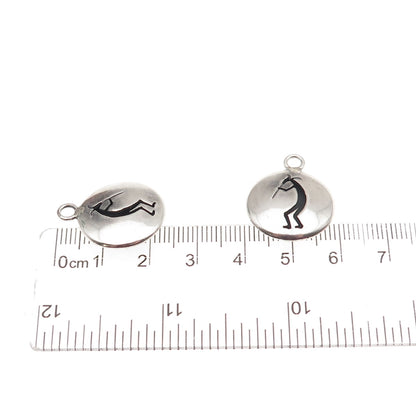 Old Pawn Sterling Silver Vintage Southwestern Kokopelli Tribal Jacket Earrings
