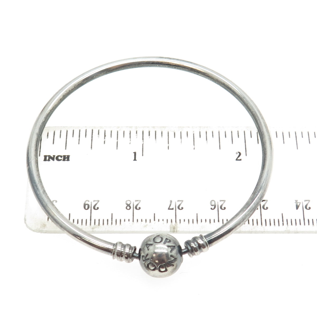 PANDORA 925 Sterling Silver Logo Ball Bead Clip Lock Charm Bracelet 7"