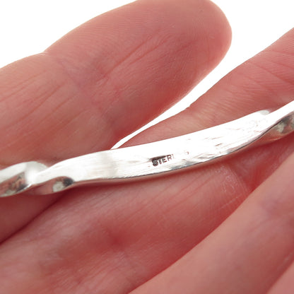 925 Sterling Silver Vintage Modernist Twisted Bangle Bracelet 7.75"