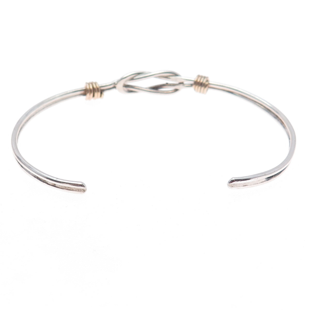 925 Sterling Silver Gold Filled Vintage Love Knot Adjustable Cuff Bracelet 6"