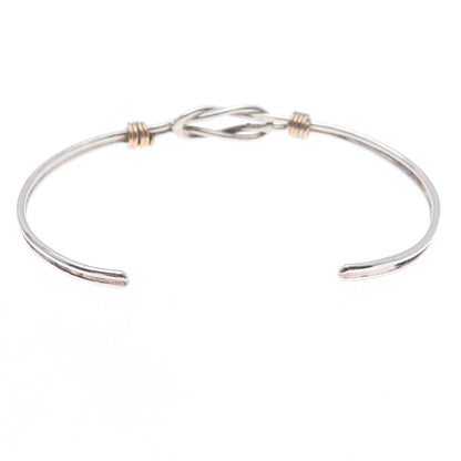 925 Sterling Silver Gold Filled Vintage Love Knot Adjustable Cuff Bracelet 6"