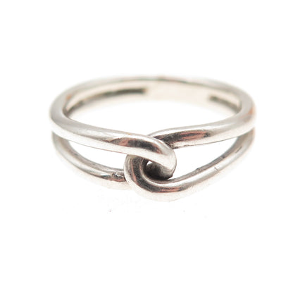925 Sterling Silver Vintage Interlocked Infinity Knot Oxidized Ring Size 6.25