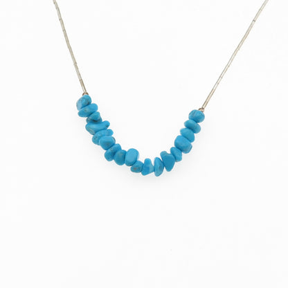 925 Sterling Silver Vintage Real Turquoise Beads Liquid Chain Necklace 18"