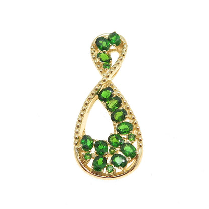 925 Sterling Silver Gold Plated Real Oval-Cut Peridot Infinity Pendant