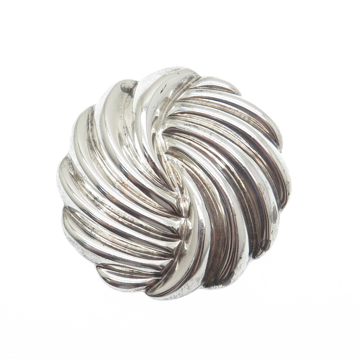925 Sterling Silver Vintage Mexico Modernist Yin Yang Disc Pin Brooch / Pendant