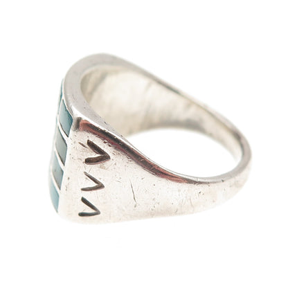 Old Pawn 925 Sterling Silver Vintage Kingman Turquoise Tribal Ring Size 10.25