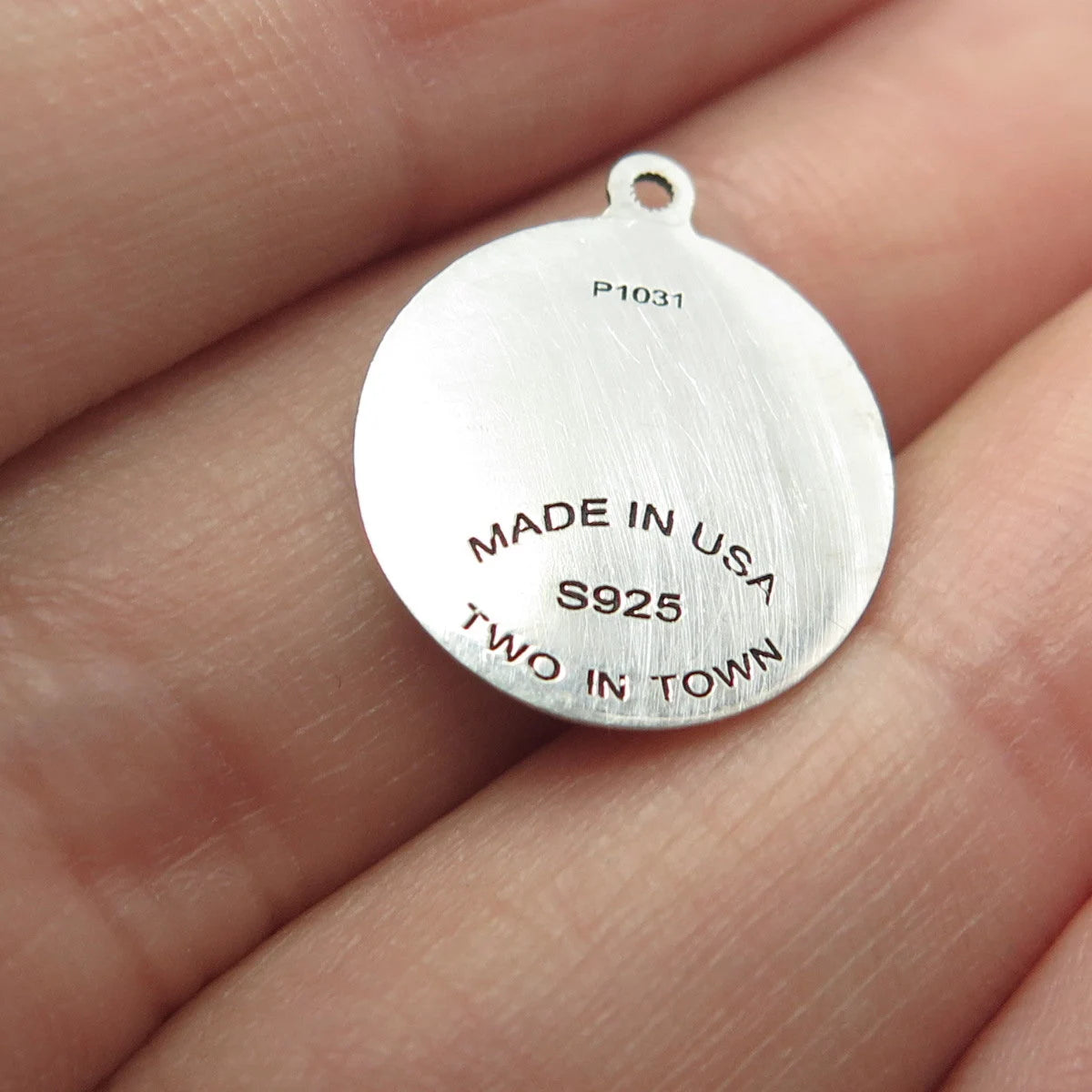 925 Sterling Silver USA Two In Town Spider Charm Pendant