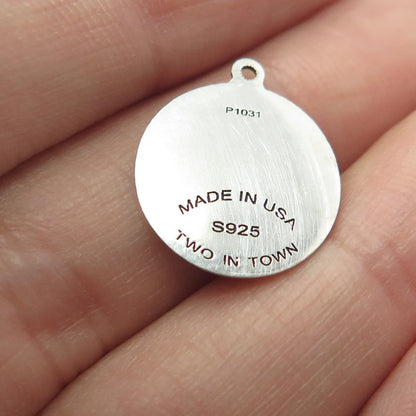 925 Sterling Silver USA Two In Town Spider Charm Pendant