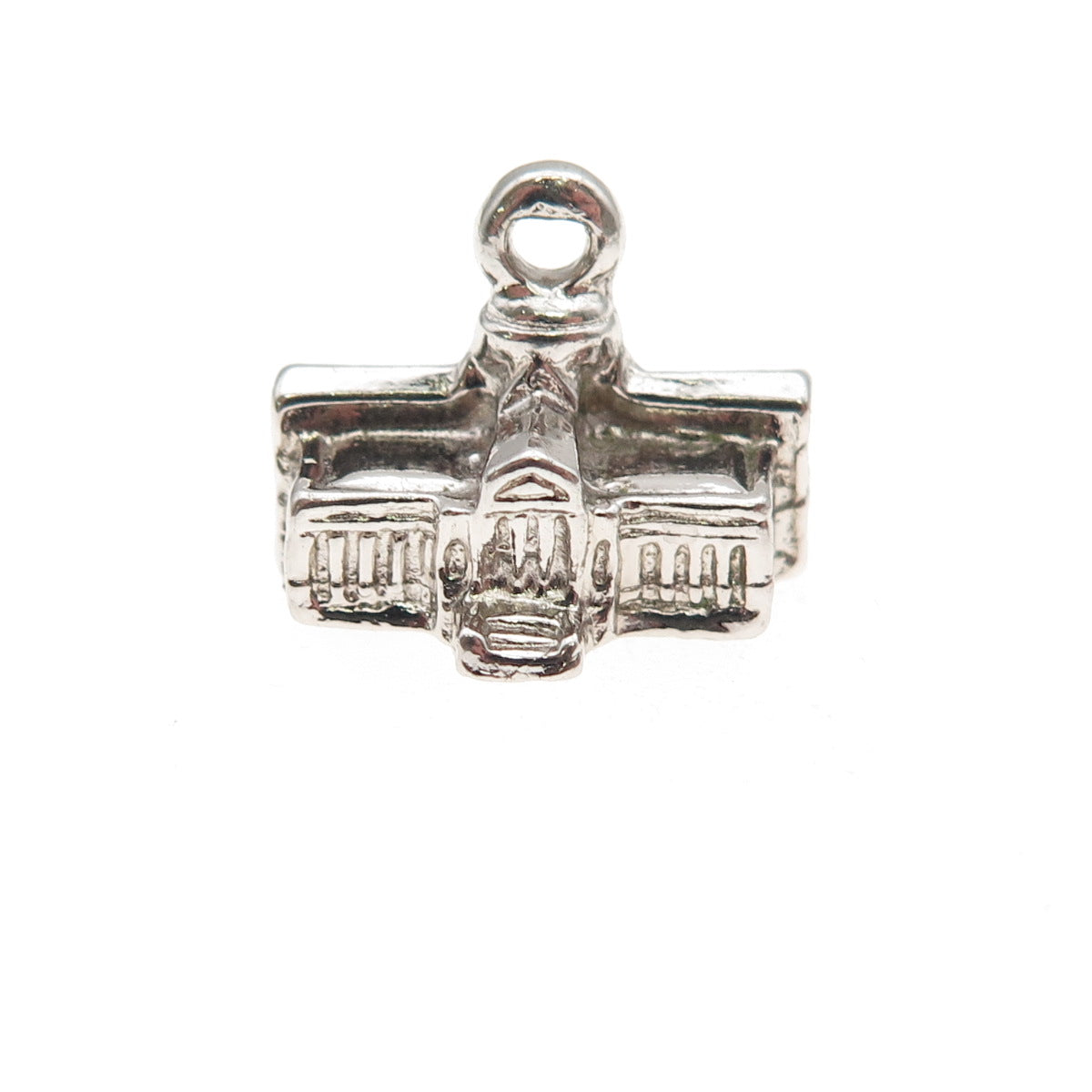 925 Sterling Silver Vintage US White House 3D Mini Charm Pendant