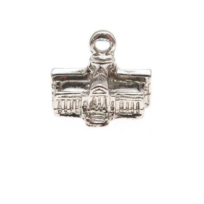 925 Sterling Silver Vintage US White House 3D Mini Charm Pendant
