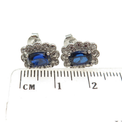 HAN 925 Sterling Silver Blue & White C Z Earrings