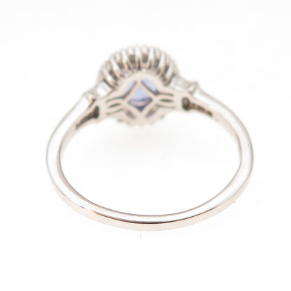 D'Joy 925 Sterling Silver Real Diamond & Tanzanite Ring Size 9