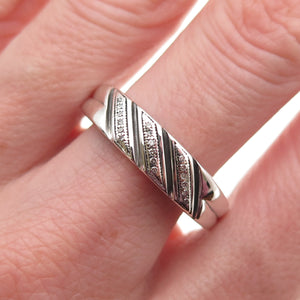 925 Sterling Silver Real Round-Cut Diamond Ring Size 10.75