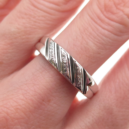 925 Sterling Silver Real Round-Cut Diamond Ring Size 10.75
