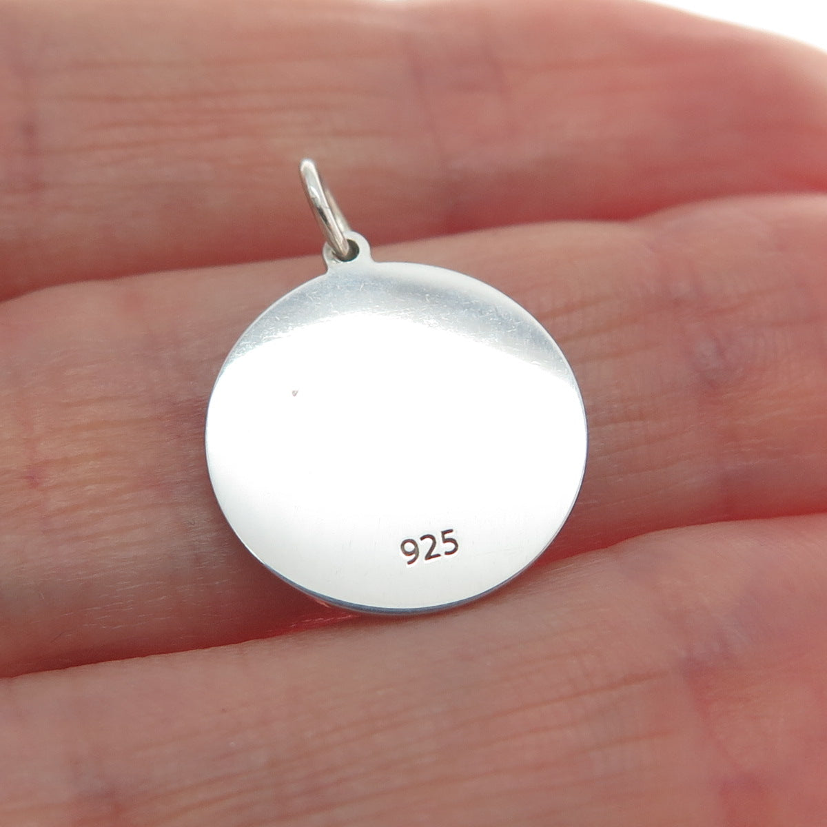 925 Sterling Silver Turquoise Enamel USA Map Round Tag Minimalist Charm Pendant