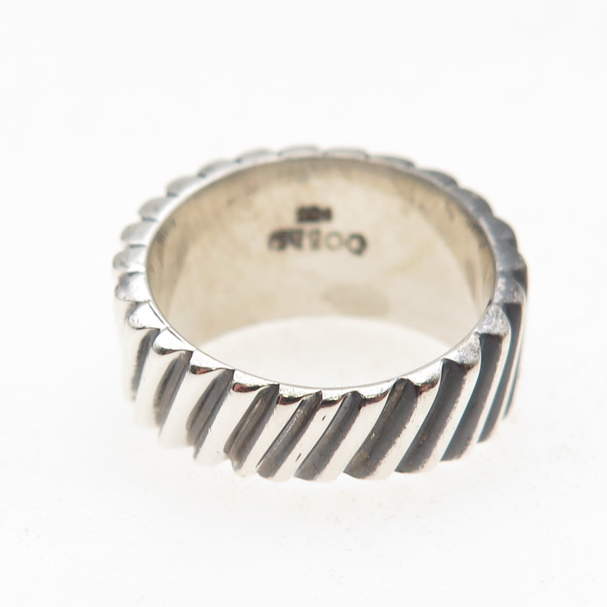 Dobbs of Boston Sterling Silver Vintage Modernist Ribbed Oxidized Ring Size 7.25