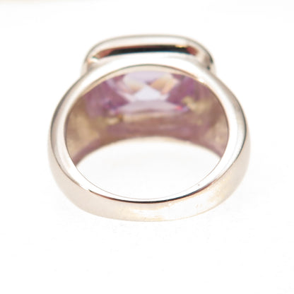 925 Sterling Silver Cushion-Cut Lavender C Z Ring Size 5.5