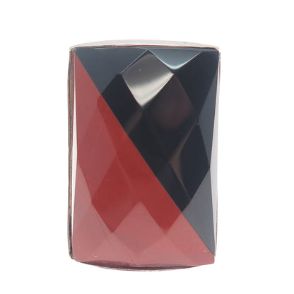 925 Sterling Silver Vintage Real Black Onyx Red Jasper Modernist Ring Size 5.25