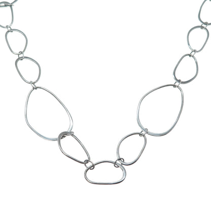 JCM Jacmel Mauritius 925 Sterling Vintage Peru Modernist Oxidized Necklace 34"