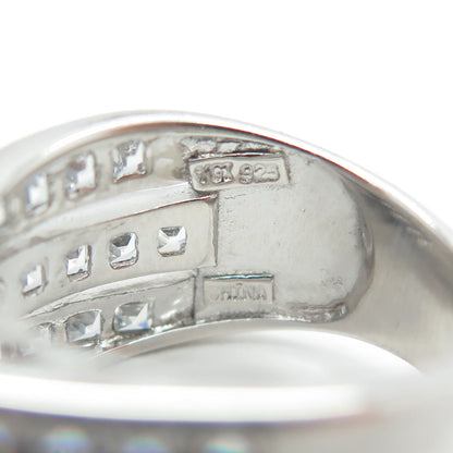 925 Sterling Silver Princess-Cut Shaped C Z Modernist Ring Size 6.25