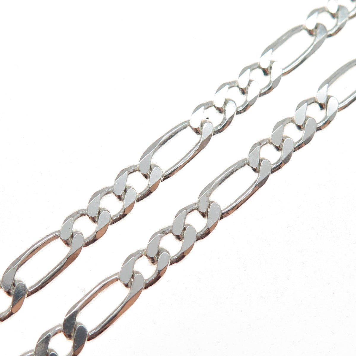 925 Sterling Silver Vintage Italy Figaro Chain Necklace 22"