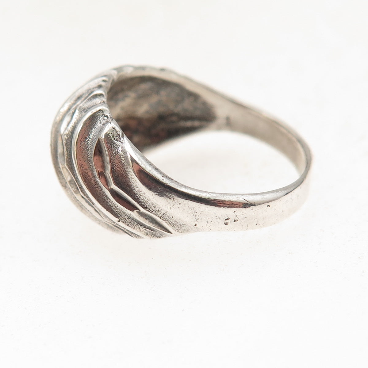 925 Sterling Silver Vintage Modernist Oxidized Dome Ring Size 7