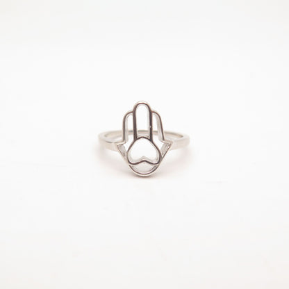 925 Sterling Silver Vintage Hamsa / Hand of Fatima Ring Size 7