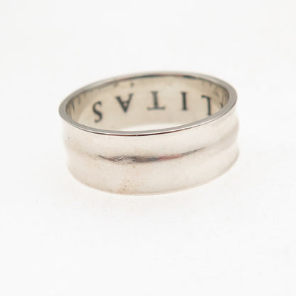 Laurel Elliot 925 Sterling Silver Vintage Aequalitas Band Ring Size 7.75