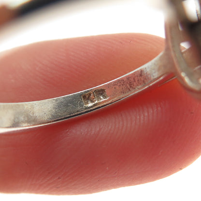 925 Sterling Silver Vintage Heart-Cut C Z Modernist Ring Size 7.25