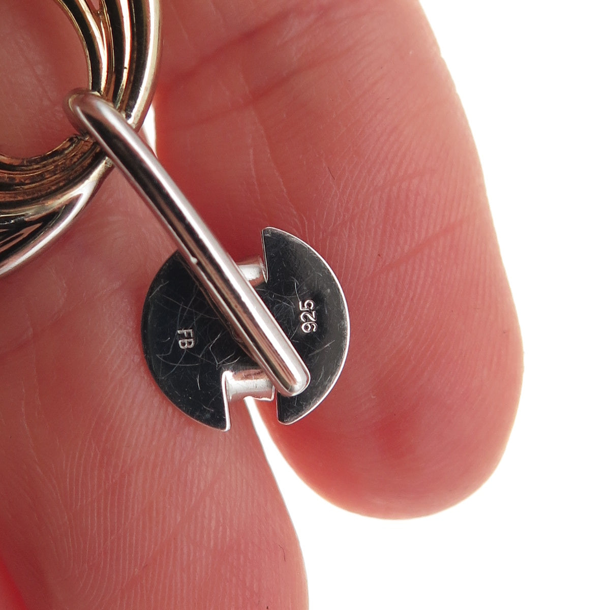 Breuning 925 Sterling Silver 2-Tone Interlocked Circle Dangle Earrings