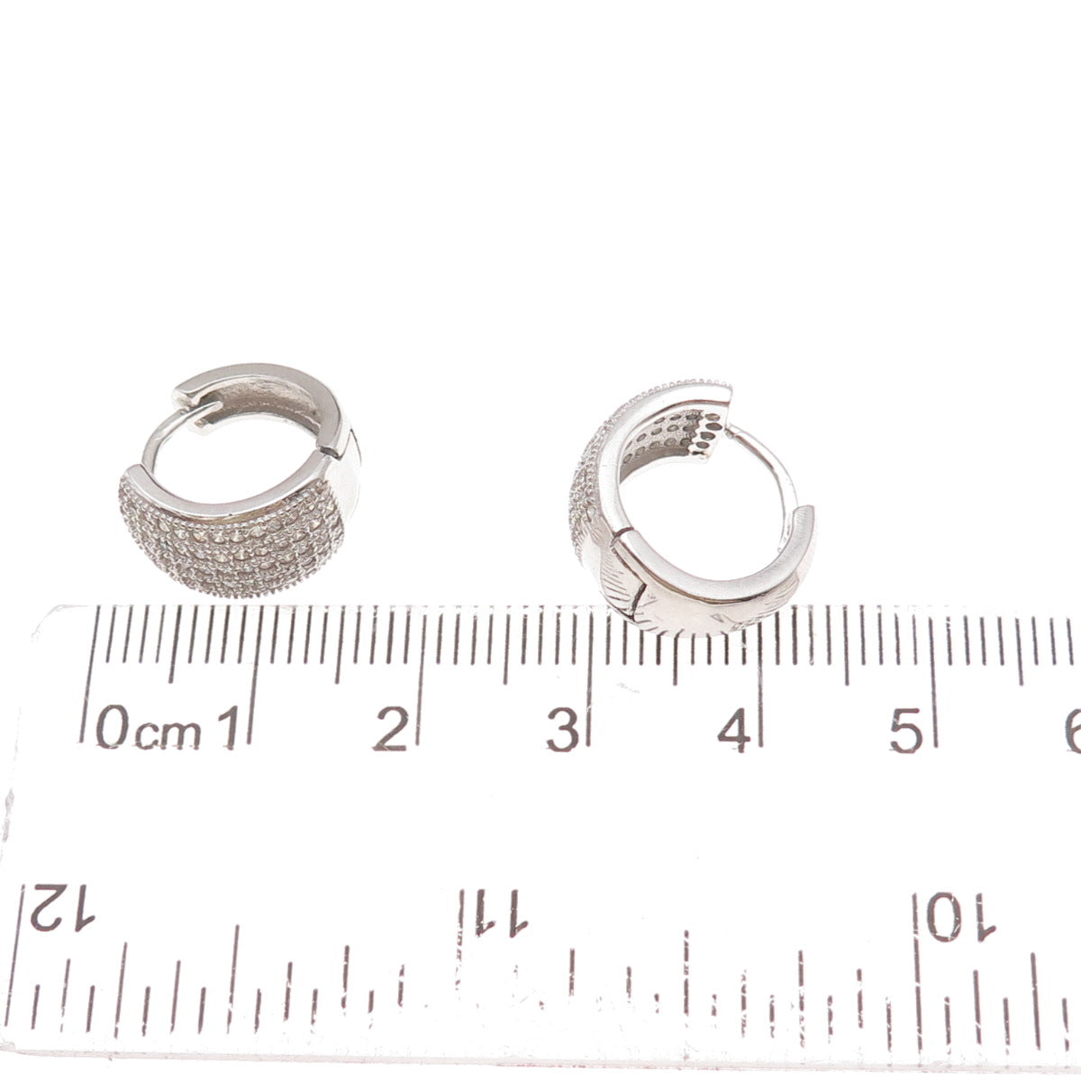 925 Sterling Silver Round-Cut C Z Hoop Earrings