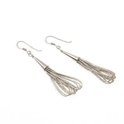 Old Pawn 925 Sterling Silver Vintage Southwestern Liquid Chain Dangle Earrings