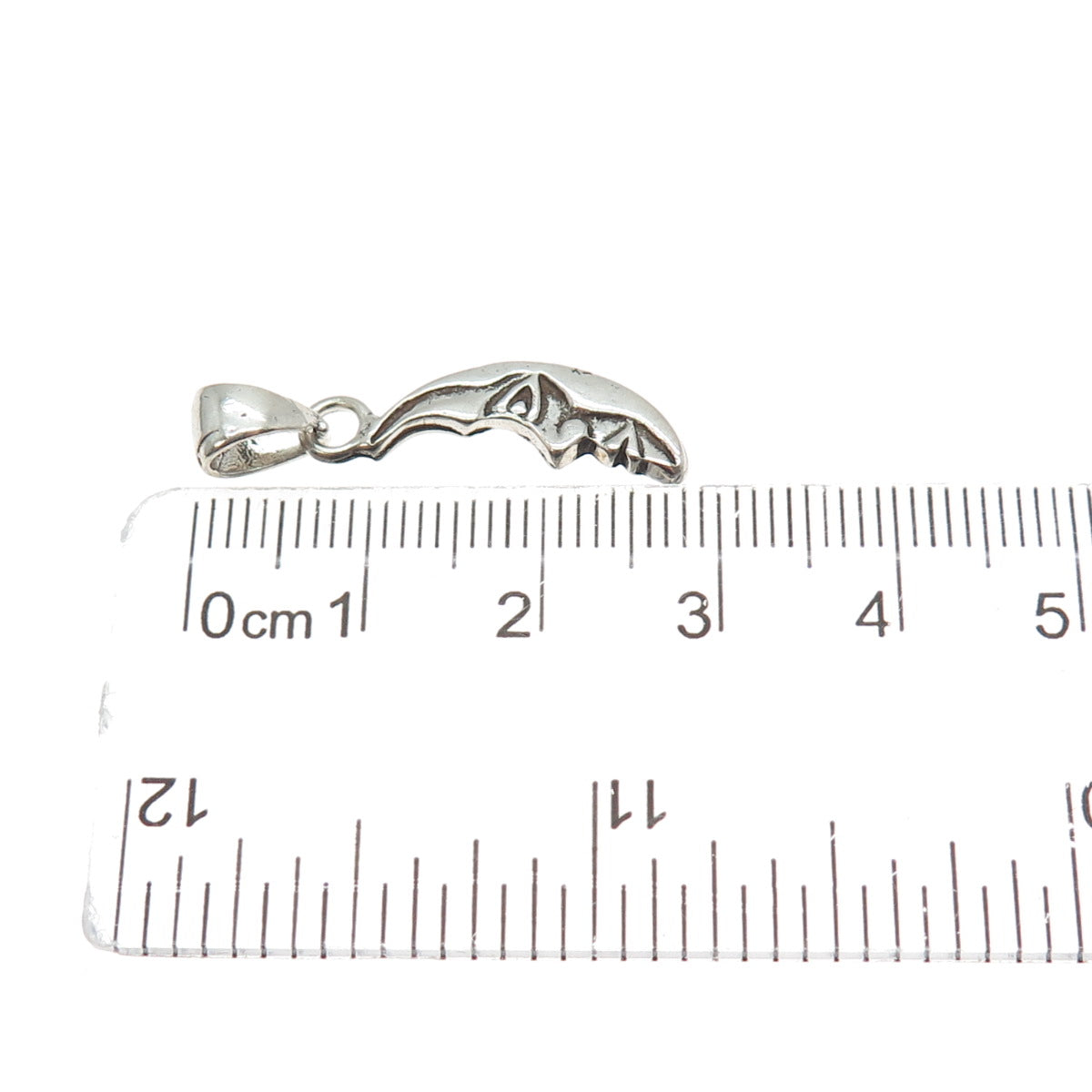 925 Sterling Silver Vintage Man in the Moon Crescent Oxidized Charm Pendant