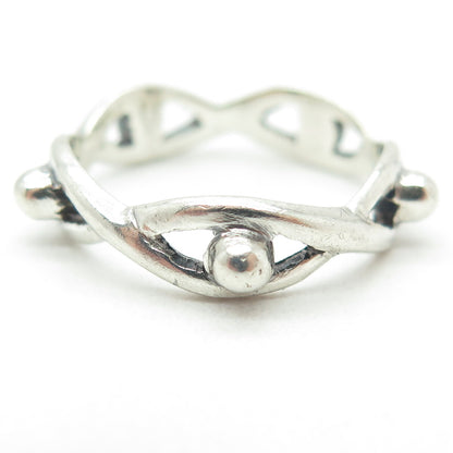 925 Sterling Silver Vintage Beaded Infinity Band Ring Size 9