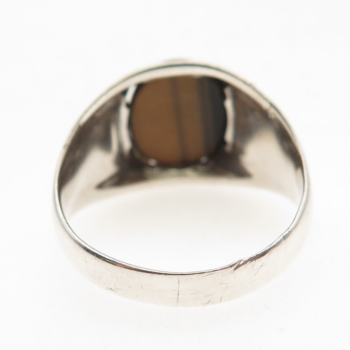 Vargas 925 Sterling Silver Antique Art Deco Real Tiger Eye Ring Size 10.25